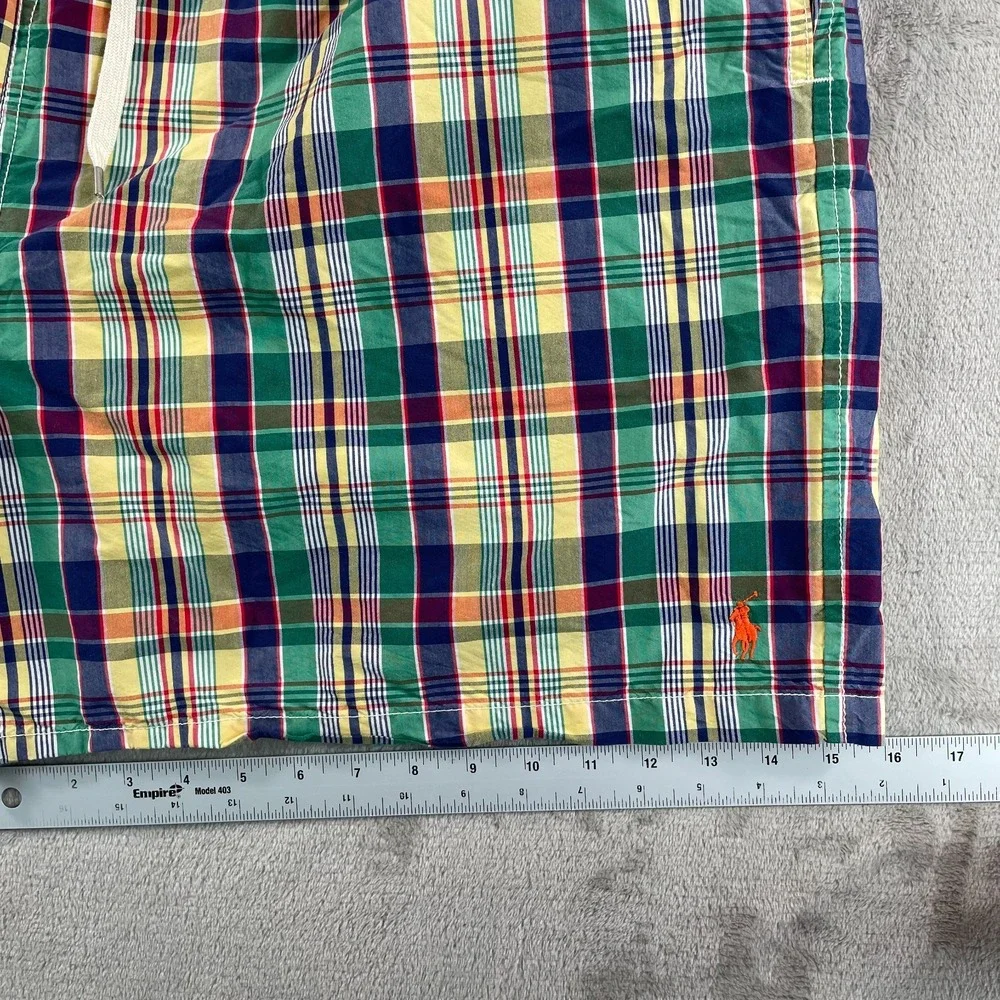 Vintage Polo Ralph‎ Lauren Swim Trunks Men 4XB 42W Multi Madras Plaid Mesh Lined